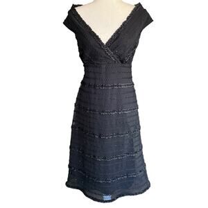 Vtg 90s Y2K TADASHI Dress Designer Sleeveless Black Evening Party Dress Sequins
